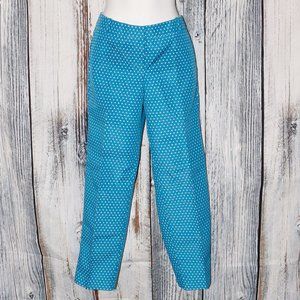 J. Crew Cafe Capri Blue Polka-dot Jacquard Pants